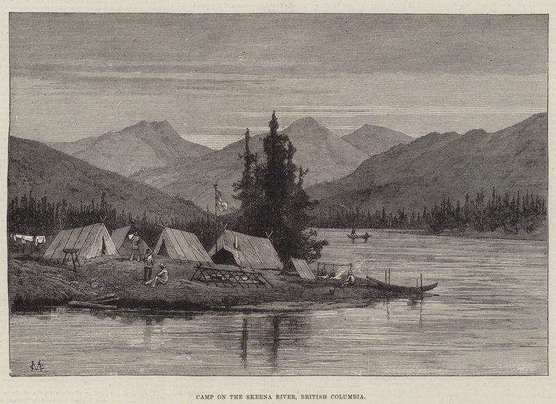 Läger vid Skeena River, British Columbia av Charles Auguste Loye