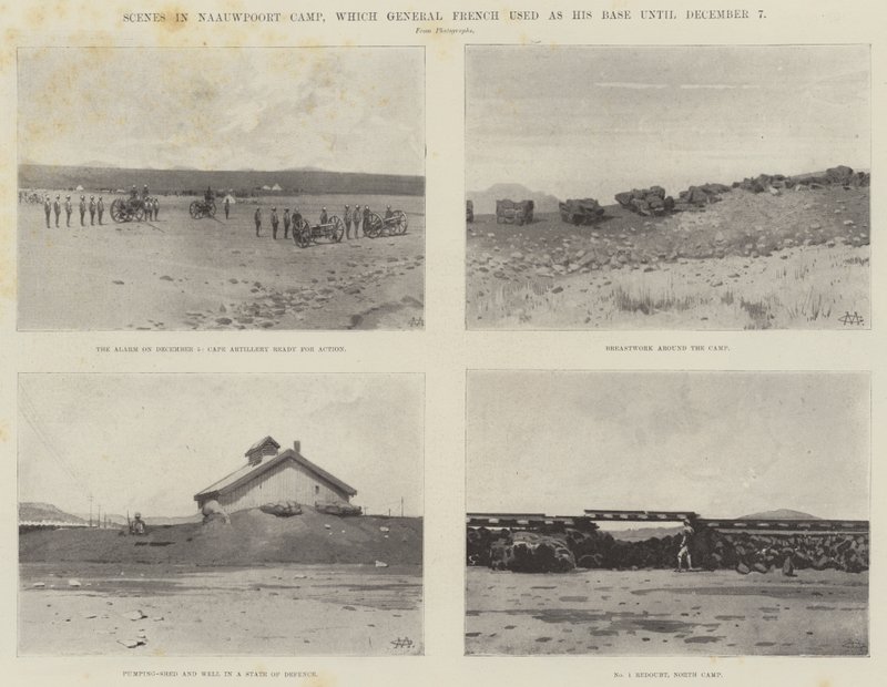 Scener i Naauwpoort Camp, som General French använde som sin bas fram till den 7 december av Charles Auguste Loye