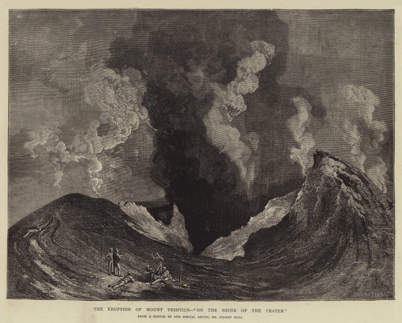 Vesuvius utbrott, på randen av kratern av Charles Auguste Loye