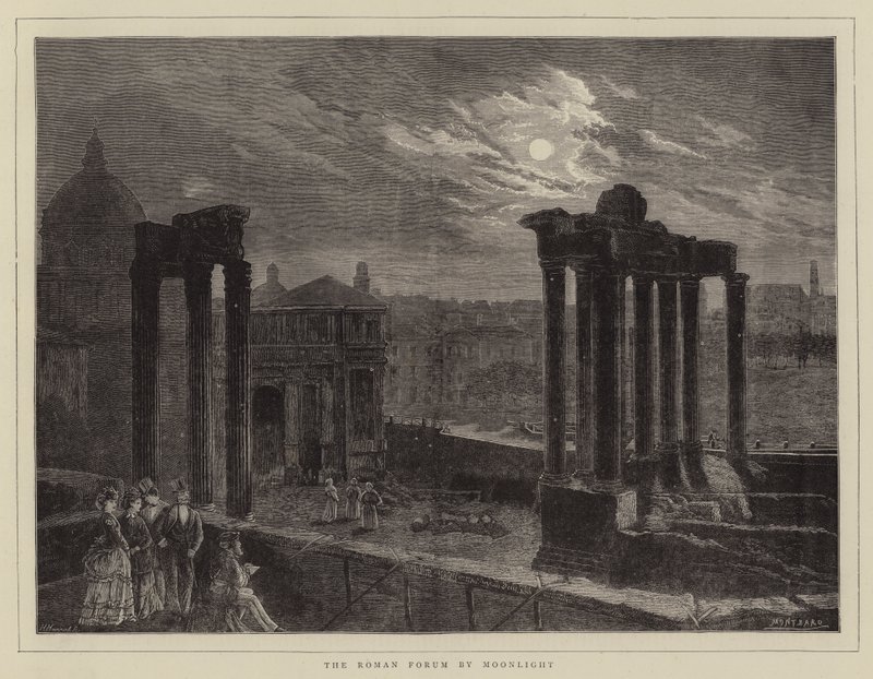 Forum Romanum av Moonlight av Charles Auguste Loye