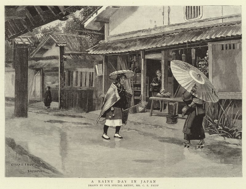 En regnig dag i Japan av Charles Edwin Fripp