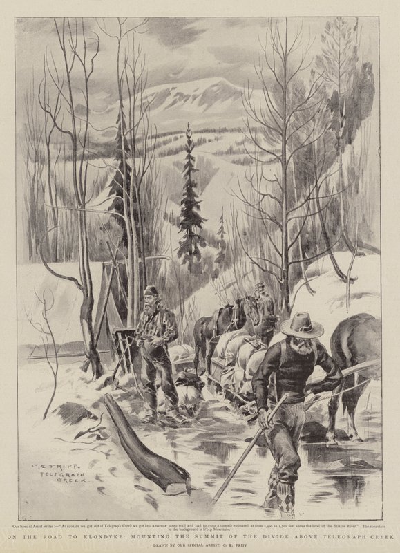 På vägen till Klondyke, på toppmötet ovanför Telegraph Creek av Charles Edwin Fripp