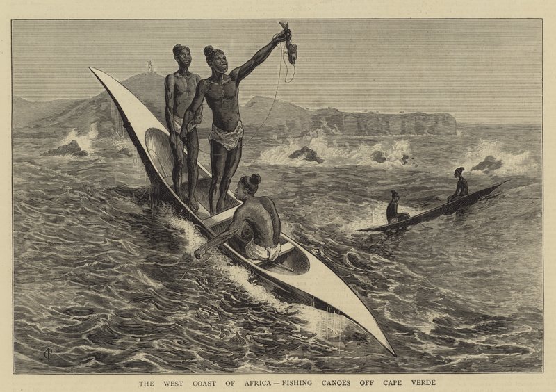 Afrikas västkust, fiskekanoter utanför Kap Verde av Charles Edwin Fripp