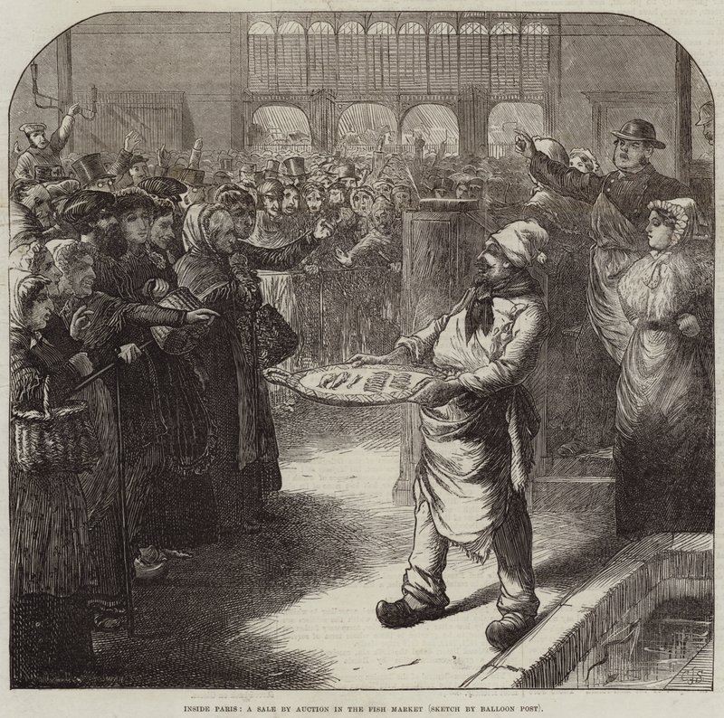 Inside Paris, en auktion på fiskemarknaden av Charles J. Staniland