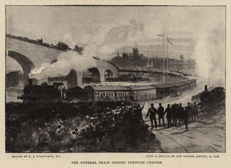 Begravningståget passerar genom Chester av Charles J. Staniland
