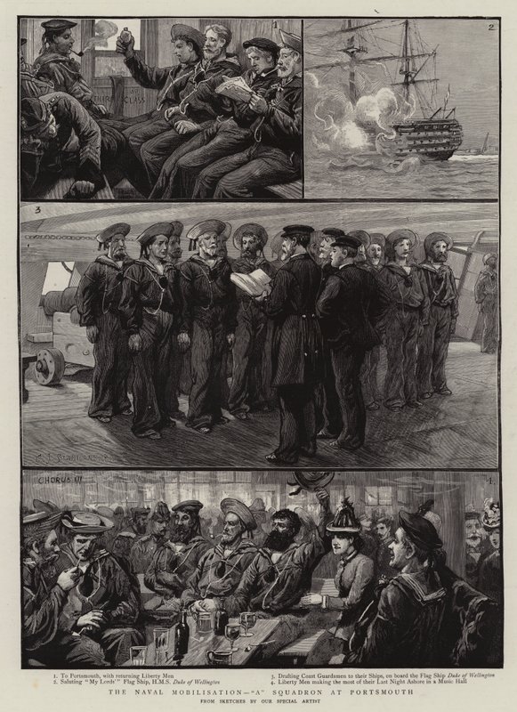 Mobilisering av flottan, en eskader i Portsmouth av Charles J. Staniland