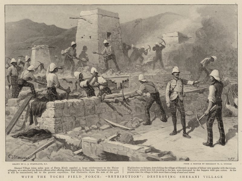 Med Tochi Field Force, Retribution, förstör Sherani Village av Charles J. Staniland