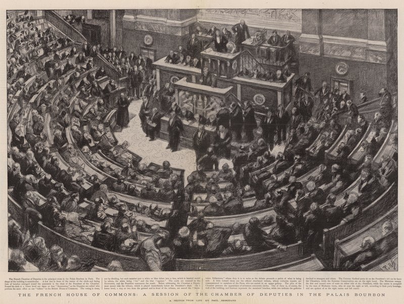 Franska underhuset, en session i deputeradekammaren i Palais Bourbon av Charles Paul Renouard