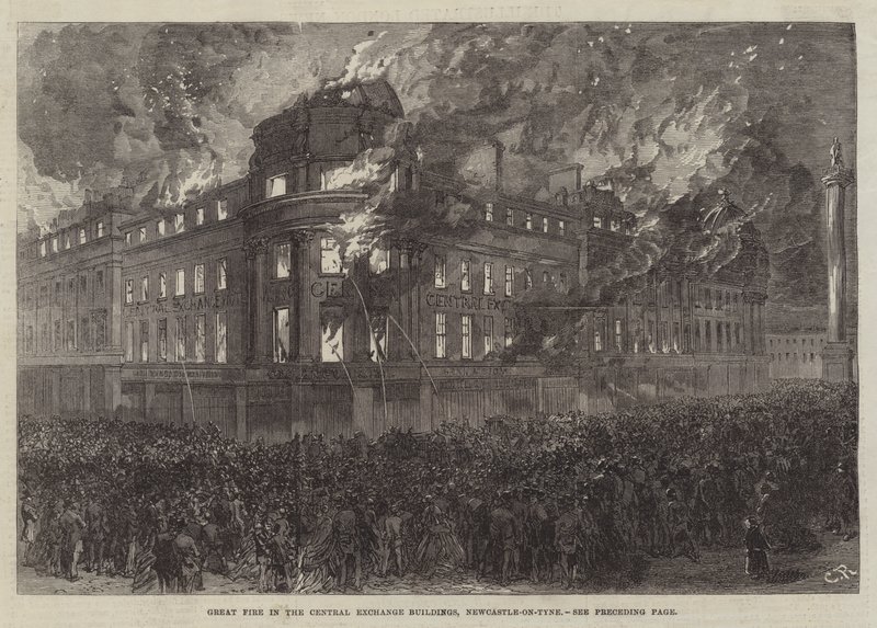 Stor brand i Central Exchange Buildings, Newcastle-on-Tyne av Sir John Charles Robinson