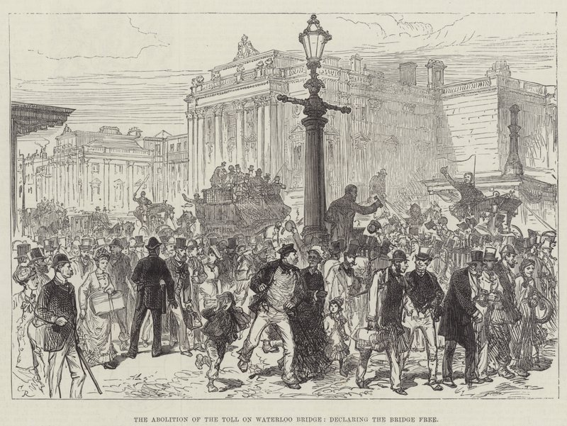 Avskaffandet av vägtullen på Waterloo Bridge, förklarar bron fri av Sir John Charles Robinson