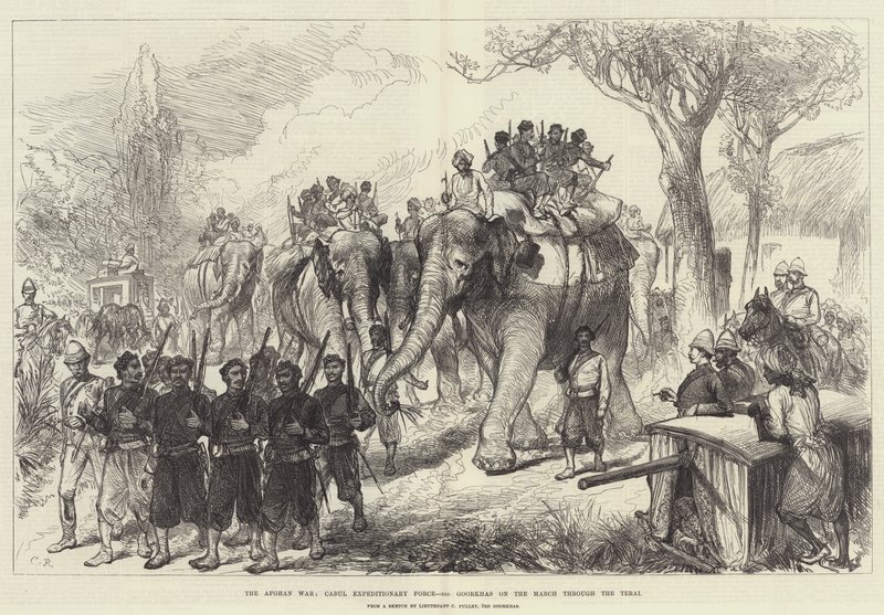 Afghanistankriget, Cabul Expeditionary Force, 3rd Goorkhas på marschen genom Terai av Sir John Charles Robinson