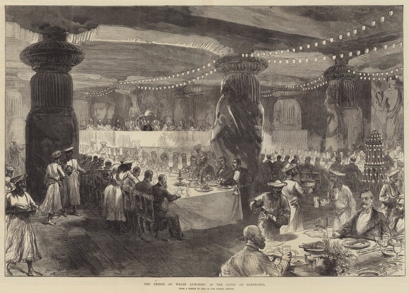 Prinsen av Wales lunchar i Elephantas grottor av Sir John Charles Robinson