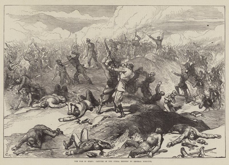 Kriget i Spanien, general Moriones intar skansen vid Oteiza av Sir John Charles Robinson