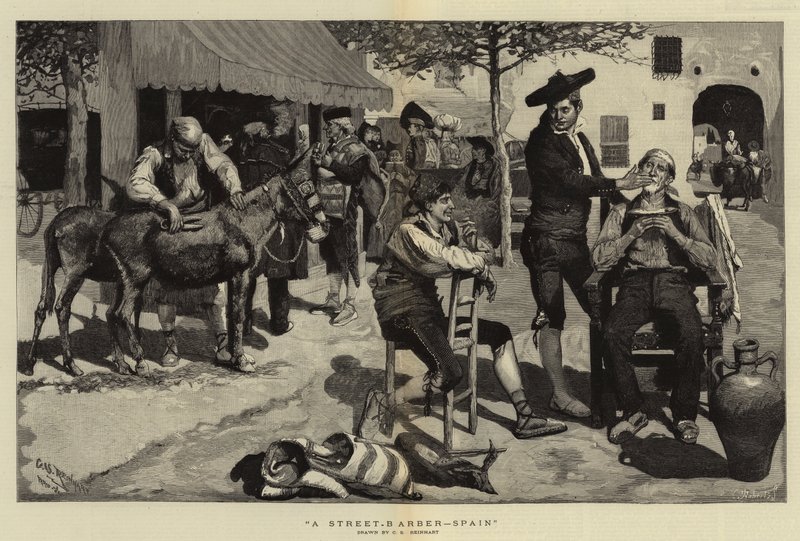 En gatubarberare, Spanien av Charles Stanley Reinhart