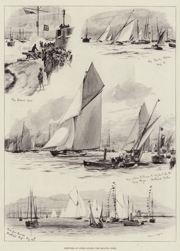 Skisser på Cowes under Regattaveckan av Charles William Wyllie