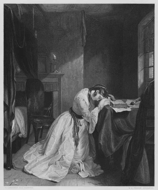 Clarissa Harlowe (gravyr) av Charles (after) Landseer
