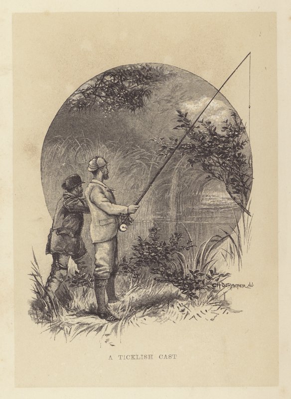 Fiske: En kittlig kast (litho) av Charles (after) Whymper