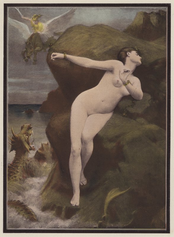 Andromeda (färg litho) av Charles Alexandre Coessin de la Fosse