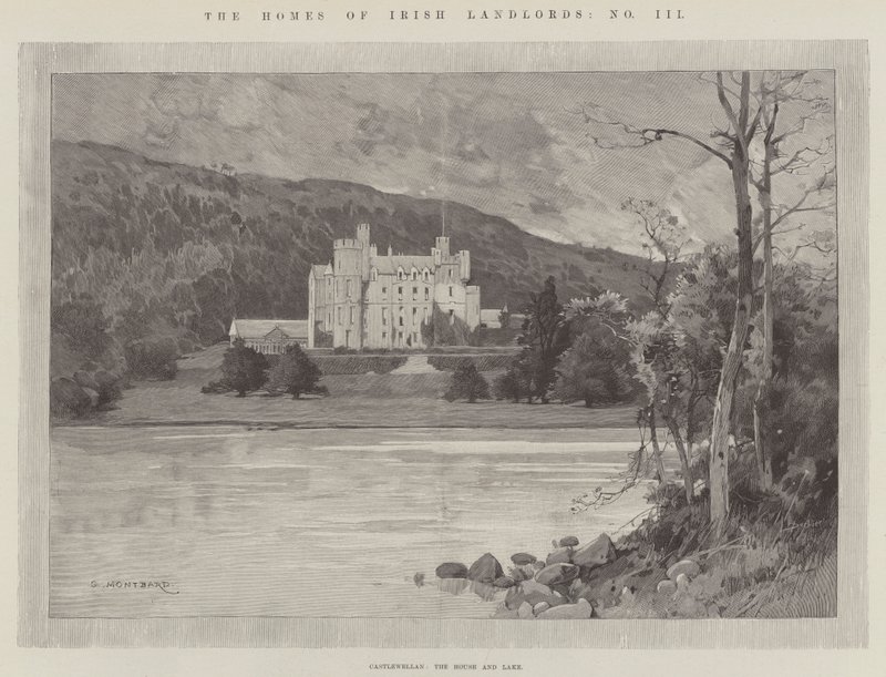 Castlewellan, huset och sjön av Charles Auguste Loye