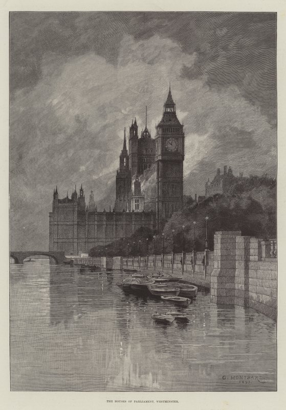 Parlamentets hus, Westminster av Charles Auguste Loye