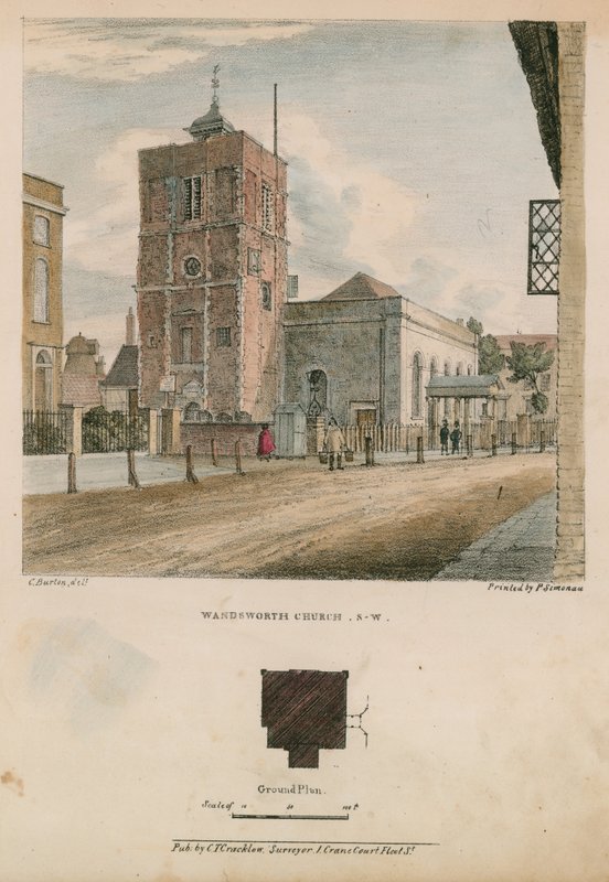 Sydvästlig utsikt över Wandsworth Church av Charles Burton