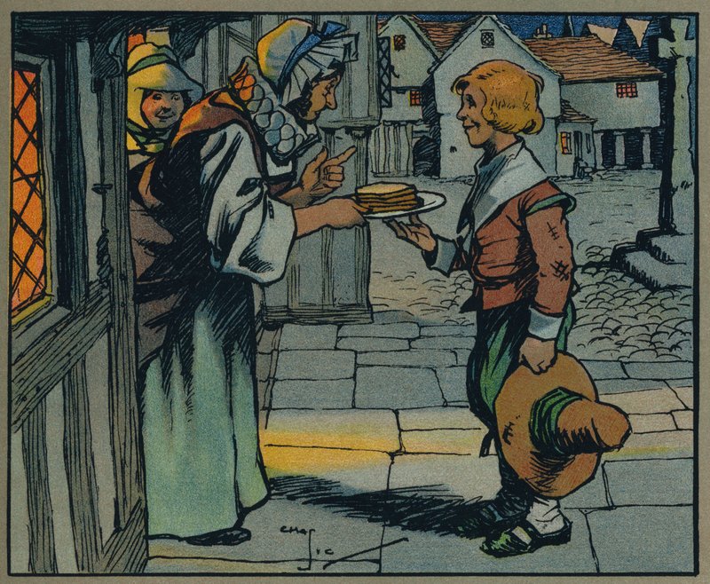 Brunt bröd och smör (färg litho) av Charles Crombie