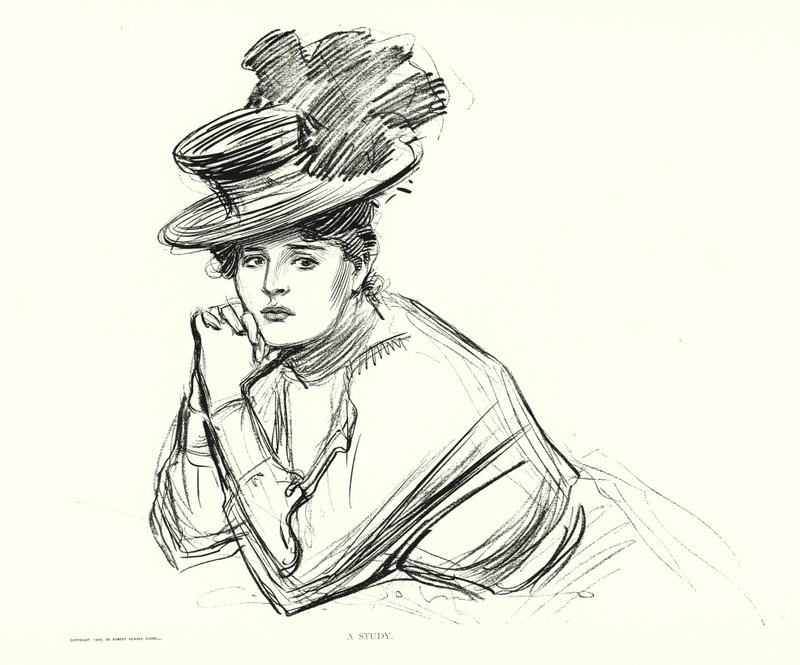 En studie (litografi) av Charles Dana Gibson