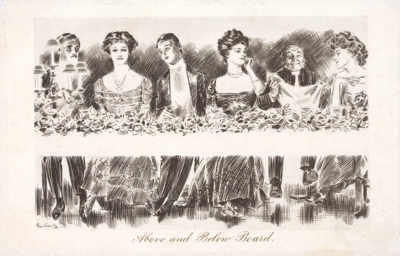 Ovan- och underbräda (litho) av Charles Dana Gibson