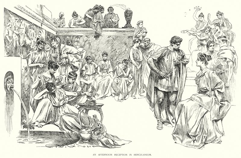 En eftermiddagsmottagning i Herculaneum (litho) av Charles Dana Gibson