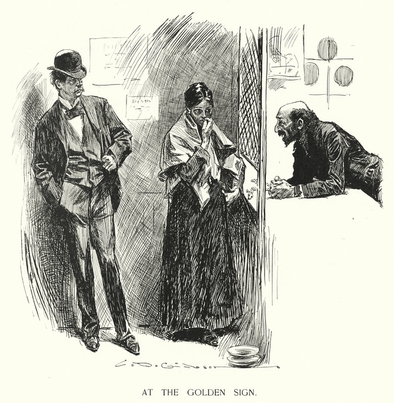 Vid det gyllene tecknet (litho) av Charles Dana Gibson