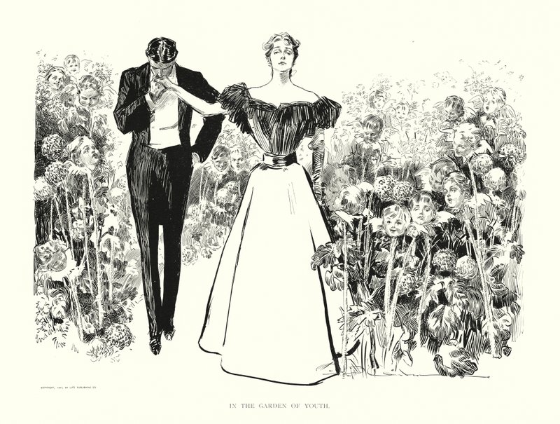 I ungdomens trädgård (litografi) av Charles Dana Gibson