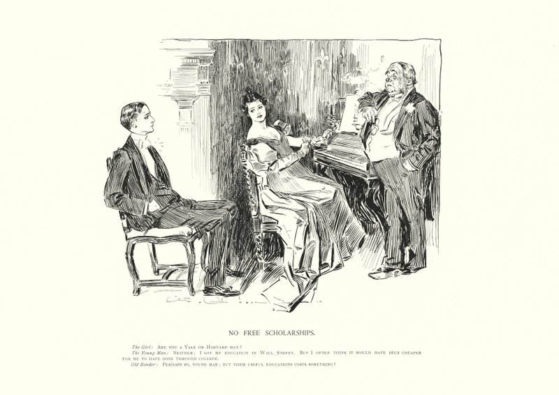 Inga gratis stipendier (litho) av Charles Dana Gibson