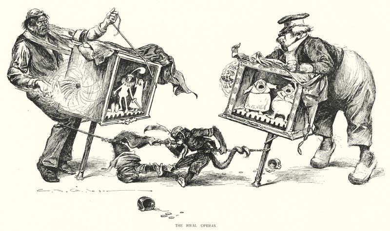 De rivaliserande operorna (litho) av Charles Dana Gibson