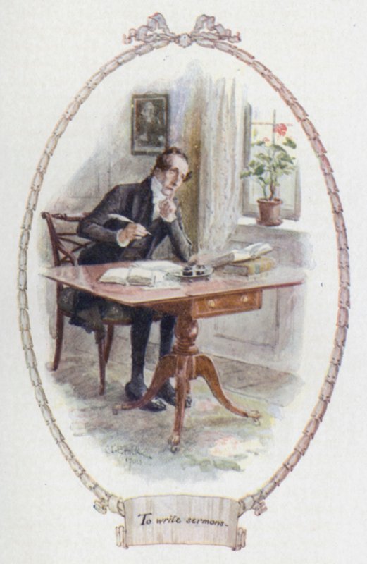 Att skriva predikningar (färg litho) av Charles Edmund Brock