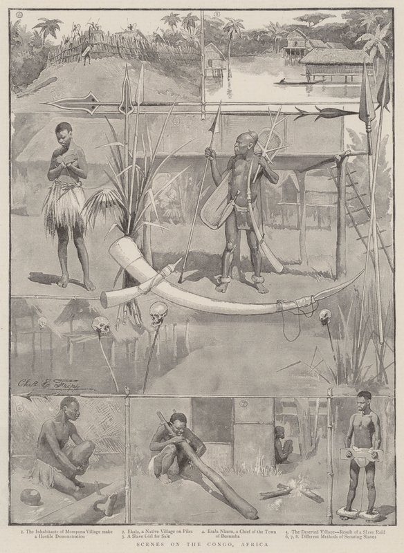 Scener i Kongo, Afrika av Charles Edwin Fripp