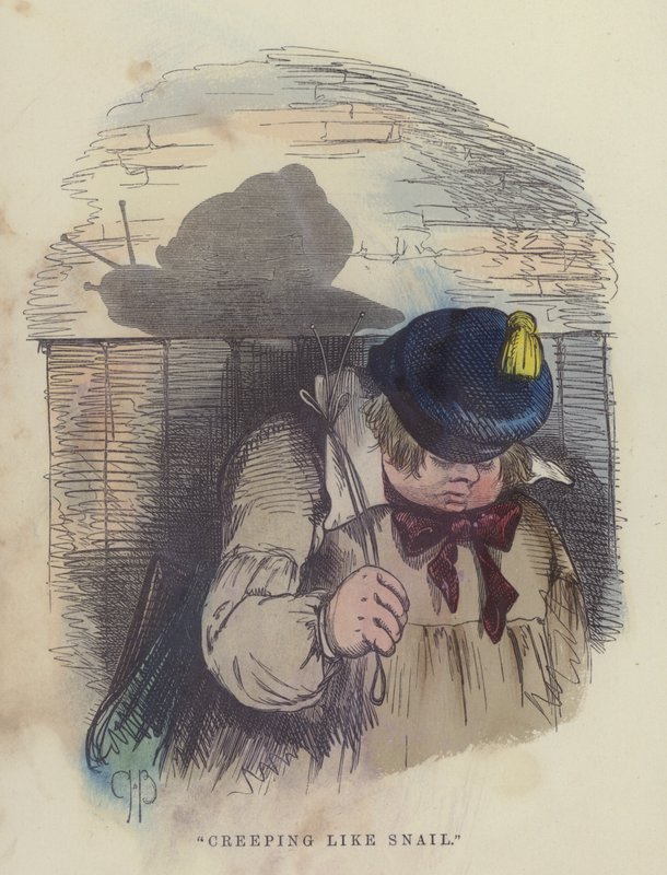 Krypande som snigel (färgad gravyr) av Charles Henry Bennett