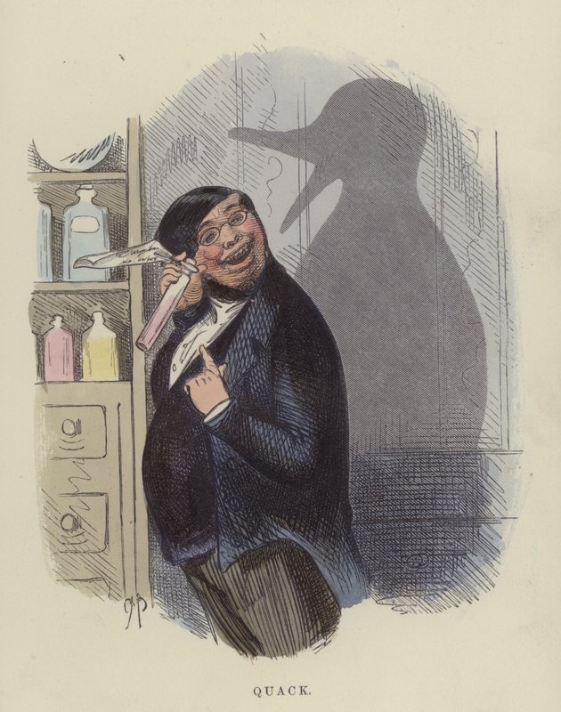Quack (färgad gravyr) av Charles Henry Bennett