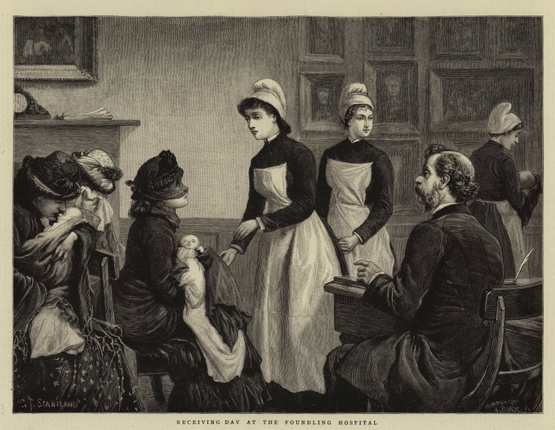 Mottagningsdag på Foundling Hospital av Charles J. Staniland