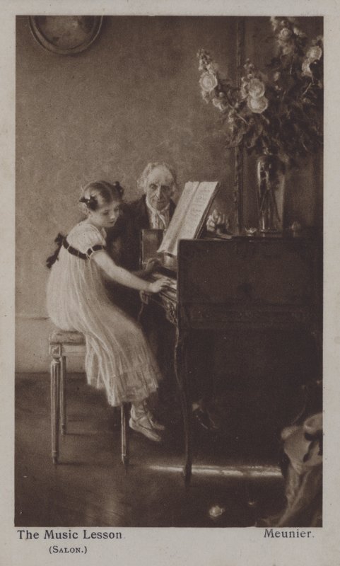 Musiklektionen (lito i färg) av Charles Meunier