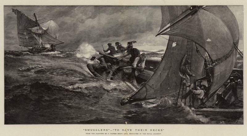 Smugglare, för att rädda sina halsar av Charles Napier Hemy