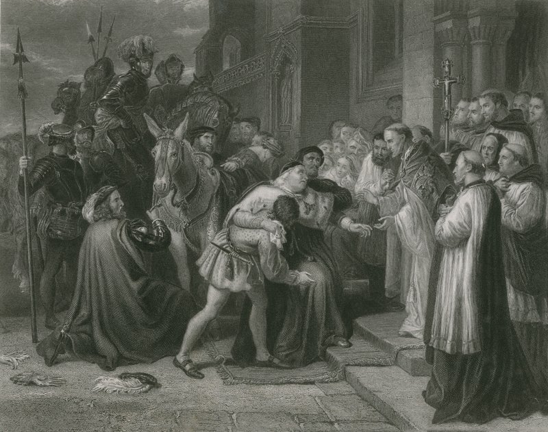 Wolsey i Leicester Abbey, Henry VIII av Charles West Cope