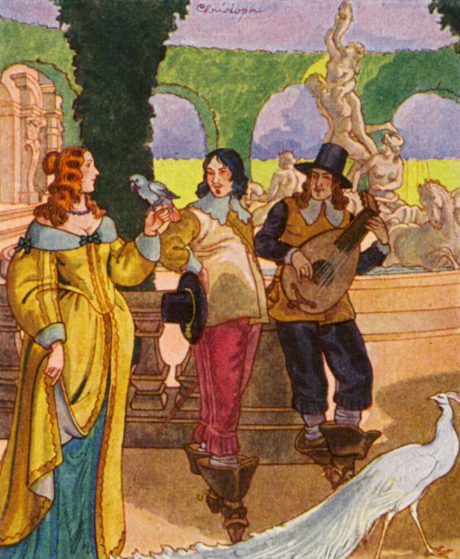 Lustgarten / Lustgård (färglitografi) av Christophe (1856 1945)