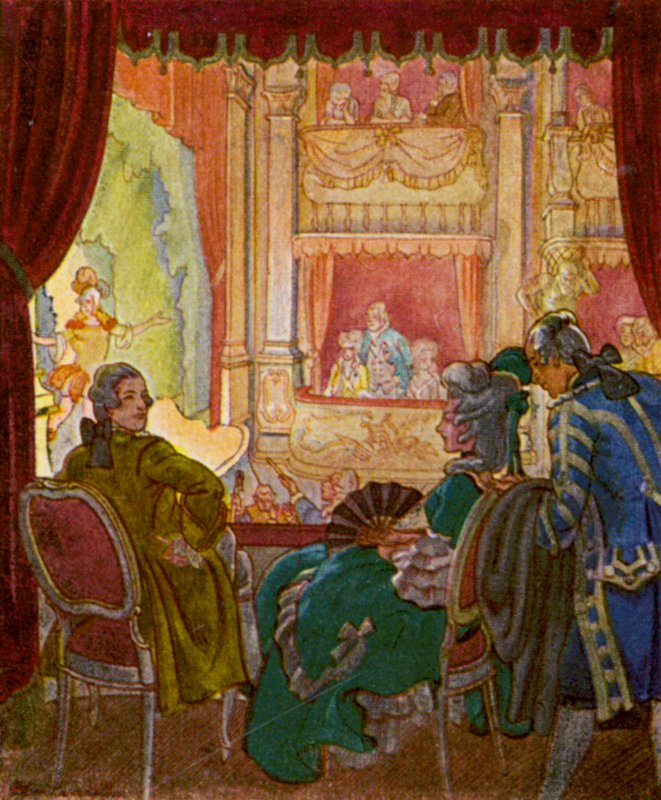Theaterloge / Teaterlåda (färglitografi) av Christophe (1856 1945)