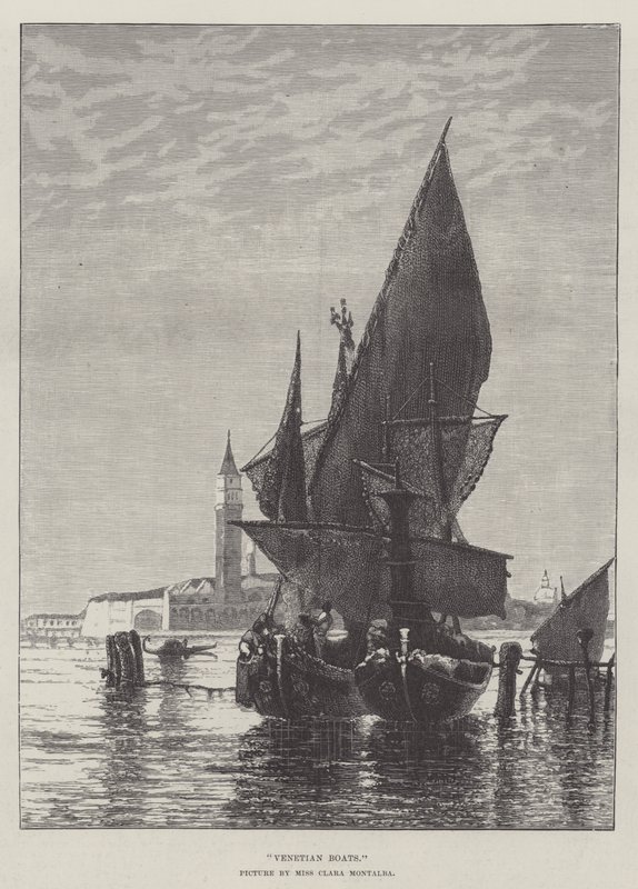 Venetianska båtar av Clara Montalba