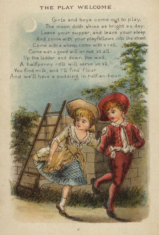 Nursery rhyme: The Play Welcome (chromolitho) av Constance Haslewood