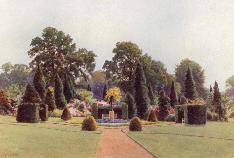 Diamantträdgården, Bagshot Park (färg litho) av Cyril Ward