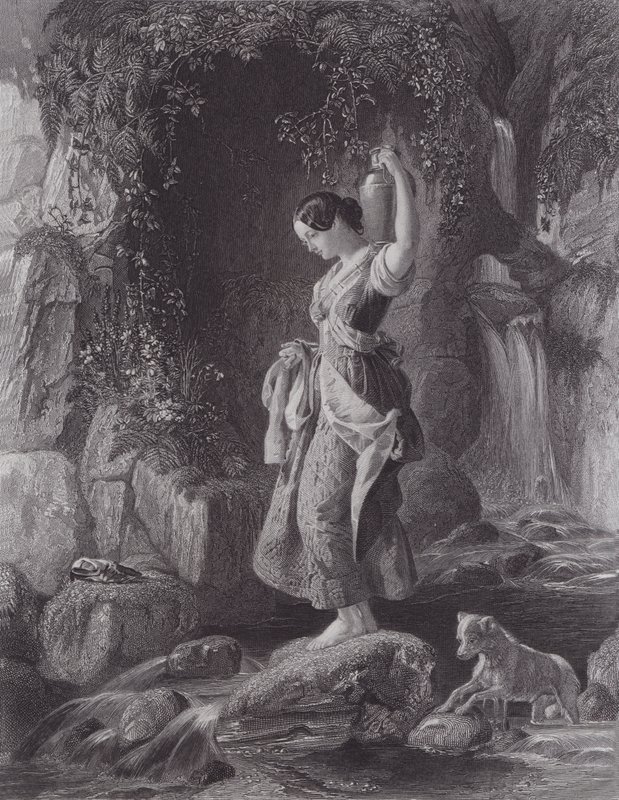 Vattenfallets nymf (gravyr) av Daniel (after) Maclise