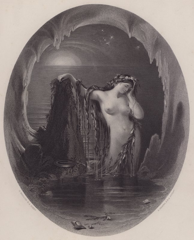 Harpans ursprung (gravyr) av Daniel (after) Maclise