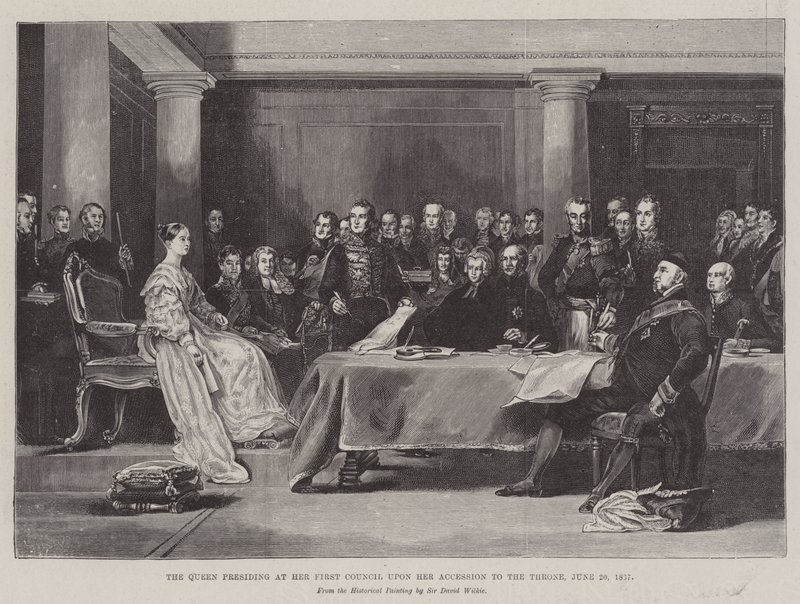 Drottningen vid sitt första råd efter sitt trontillträde, den 20 juni 1887. av David Wilkie