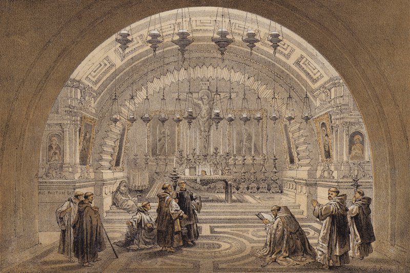 Golgata (färg litho) av David (after) Roberts